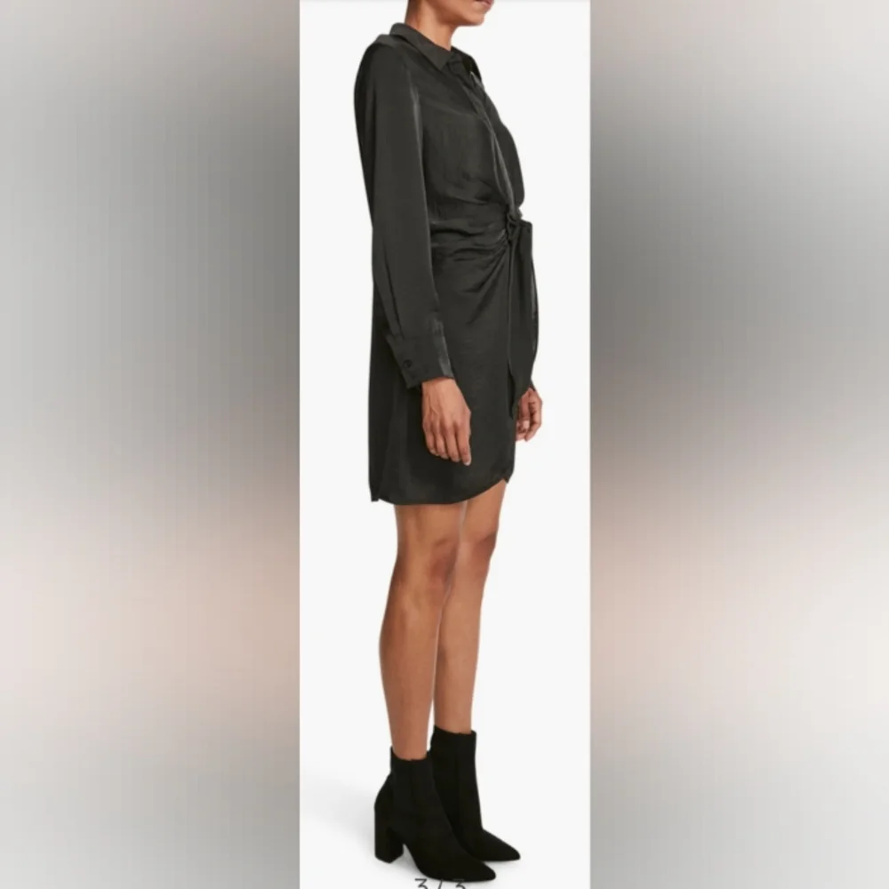 Steve Madden Tie Curious Long Sleeve Shirt Dress Black Size Medium 6 - 8 NWT - Picture 4 of 12